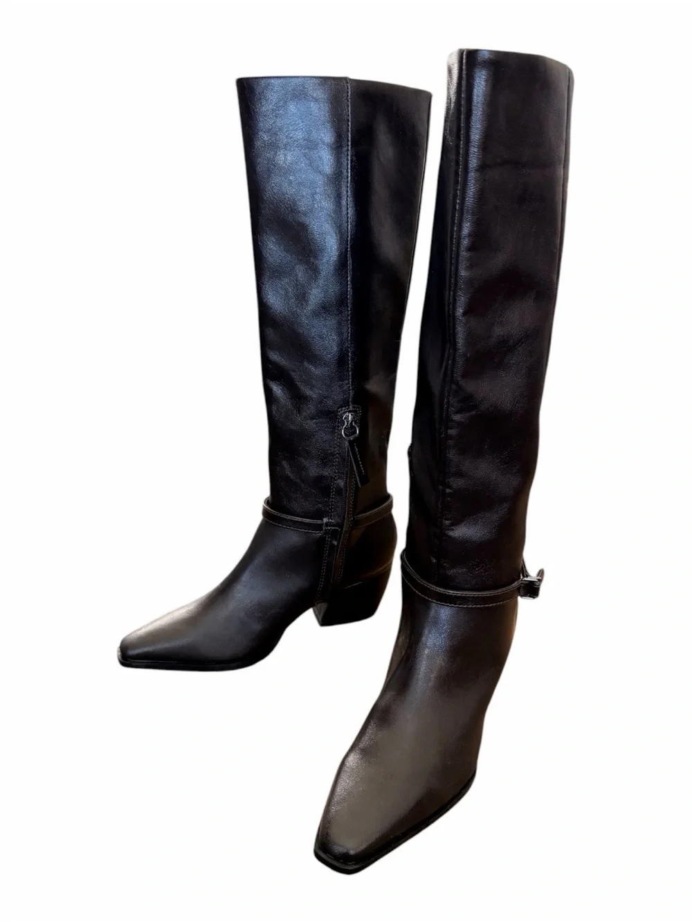 Franco Sarto Tall Leather Boots - Dark Brown